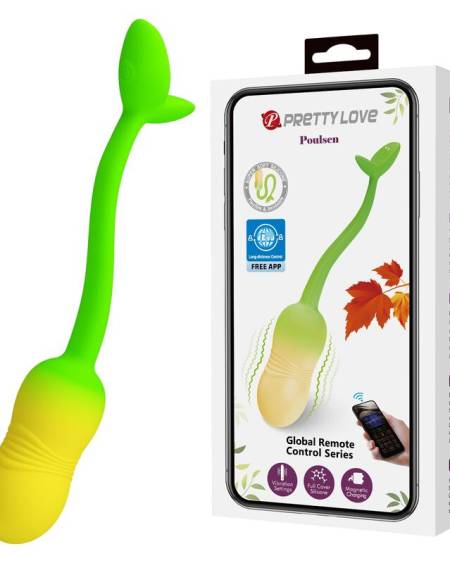 PRETTY LOVE - PULSEN APP CONTROL VIBRATING EGG 12 FUNCTIONS USB RECHARGEABLE GREEN-YELLOW