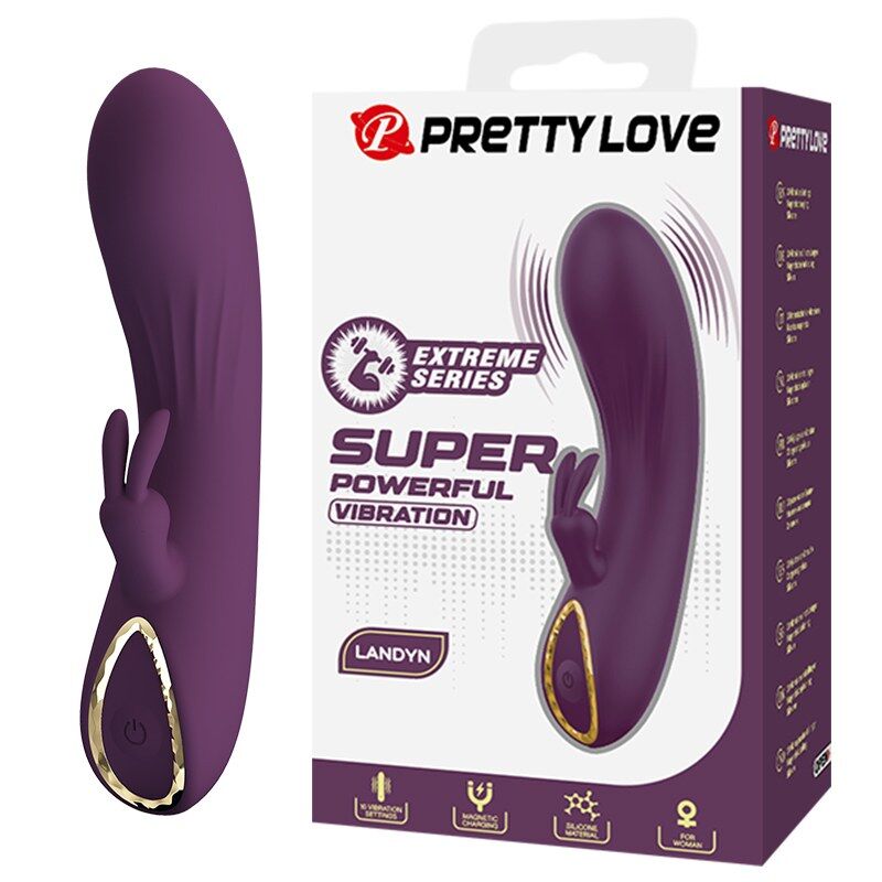 PRETTY LOVE - LANDYN RECHARGEABLE RABBIT VIBRATOR 10 FUNCTIONS PURPLE