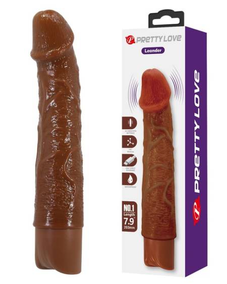 PRETTY LOVE - LEONARDO REALISTIC VIBRATOR 20 CM Ø 4 CM BROWN