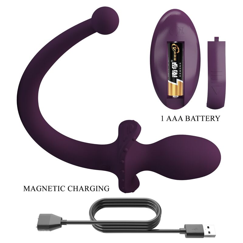 PRETTY LOVE - LIOEA VIBRATING ANAL PLUG WITH TAIL 12 FUNCTIONS PURPLE REMOTE CONTROL - Imagem de 5
