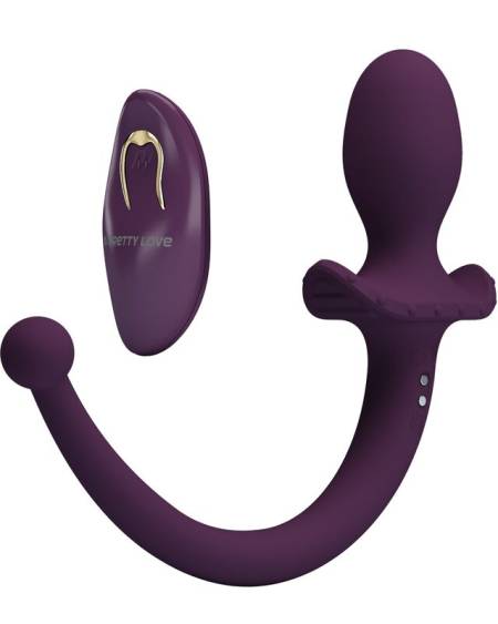 PRETTY LOVE - LIOEA VIBRATING ANAL PLUG WITH TAIL 12 FUNCTIONS PURPLE REMOTE CONTROL