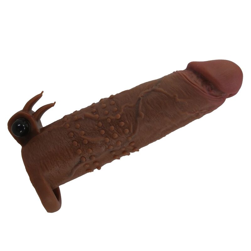 PRETTY LOVE - QUILLON VIBRATING PENIS SLEEVE 20 CM Ø 4 CM BROWN - Imagem de 4