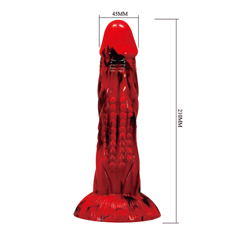POWER MONSTERS - MINOTAUR FANTASY DILDO WITH SUCTION CUP 21 CM Ø 5 CM RED BLACK - Imagem de 5