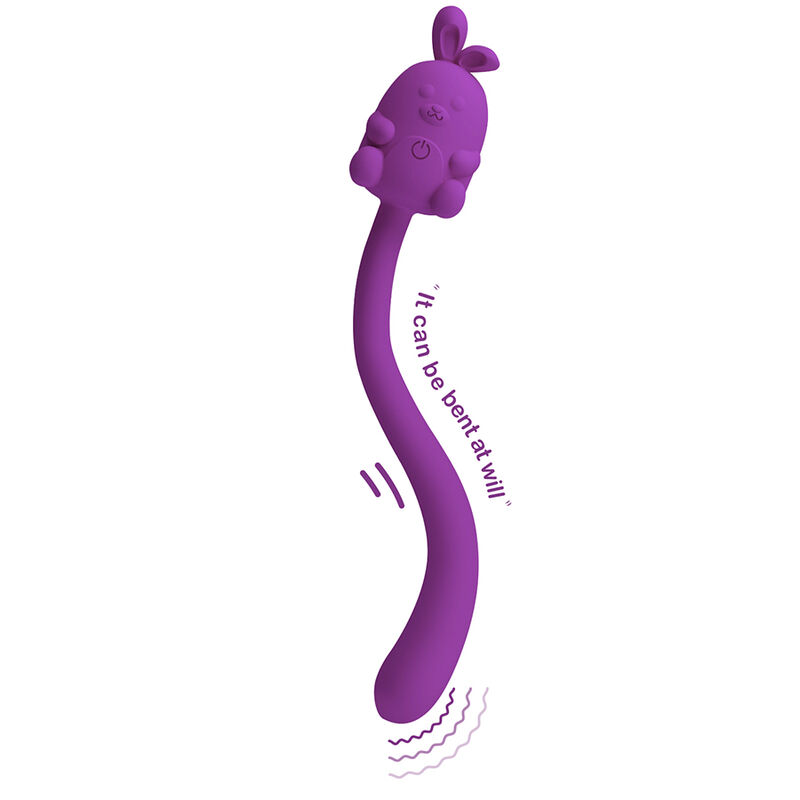 PRETTY LOVE - CUTE BUNNY FLIRTING STICK FLEXIBLE VIBRATOR USB RECHARGEABLE PURPLE - Imagem de 5