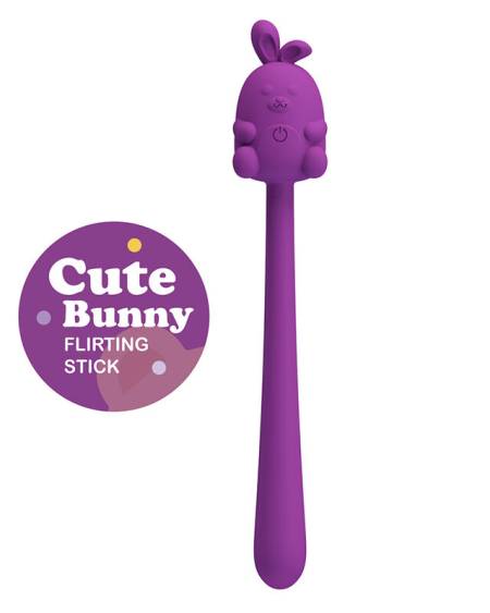 PRETTY LOVE - CUTE BUNNY FLIRTING STICK FLEXIBLE VIBRATOR USB RECHARGEABLE PURPLE