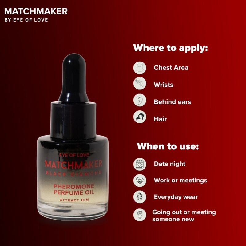 EYE OF LOVE - MATCHMAKER BLACK DIAMOND PHEROMONE PERFUME OIL 20 ML - Imagem de 5