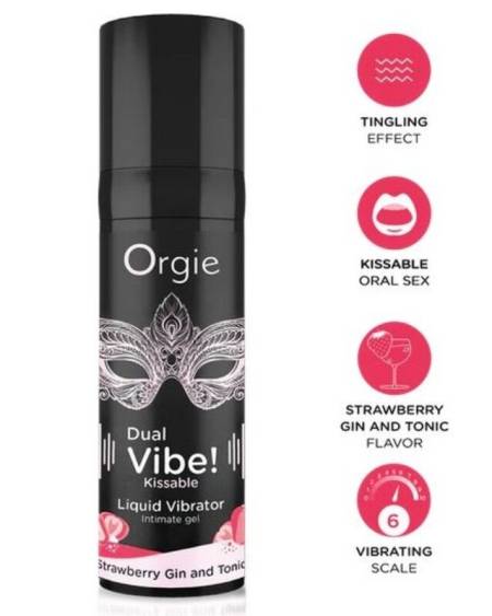 ORGIE - DUAL VIBE! STRAWBERRY GIN AND TONIC KISSABLE LIQUID VIBRATOR 15 ML