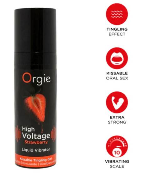 ORGIE - HIGH VOLTAGE STRAWBERRY EXTRA STRONG KISSABLE LIQUID VIBRATOR 15 ML
