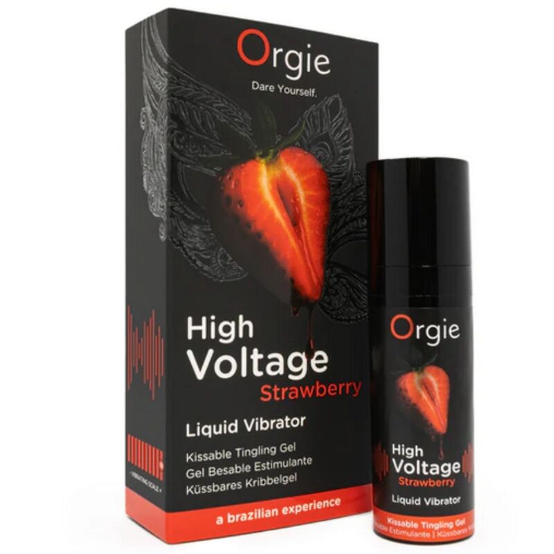 ORGIE - HIGH VOLTAGE STRAWBERRY EXTRA STRONG KISSABLE LIQUID VIBRATOR 15 ML - Imagem de 2