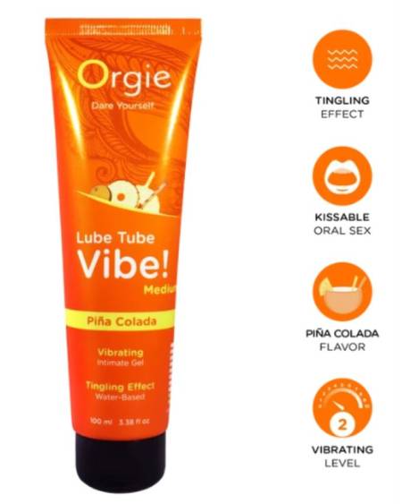 ORGIE - LUBE TUBE VIBE! PIÑA COLADA KISSABLE INTIMATE GEL MEDIUM TINGLING 100 ML
