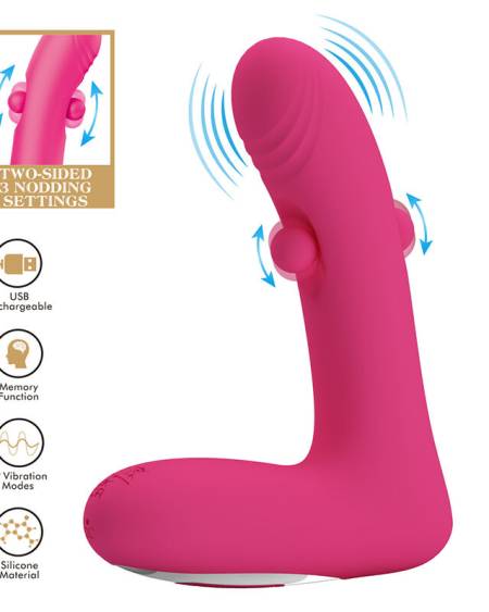 PRETTY LOVE - DUDEN RECHARGEABLE SILICONE VIBRATOR 12 VIBRATION MODES AND 3 ROCKING MODES PINK