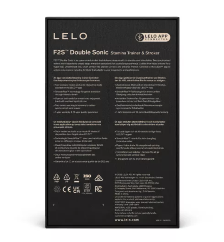 LELO - F2S DOUBLE SONIC MALE STROKER WITH DUAL SONIC STIMULATION RED - Imagem de 4