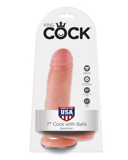 KING COCK - 7 DILDO FLESH WITH BALLS 17.8 CM