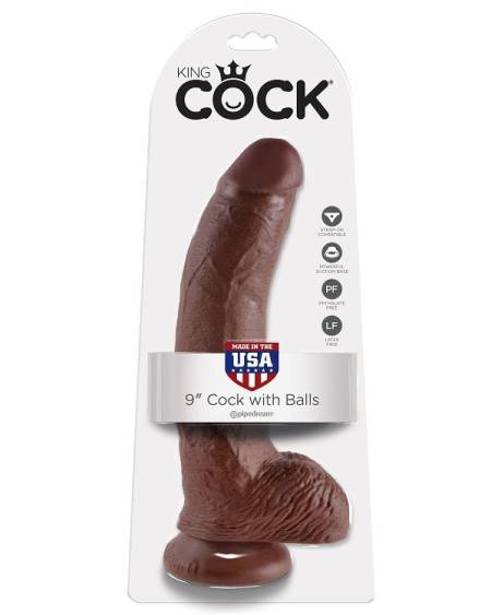 KING COCK - 9 DILDO BROWN WITH BALLS 22.9 CM