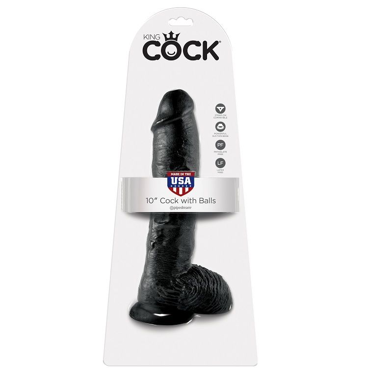 KING COCK - DILDO BLACK WITH BALLS 25.4 CM