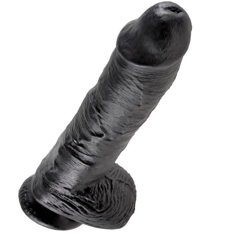 KING COCK - DILDO BLACK WITH BALLS 25.4 CM - Imagem de 4