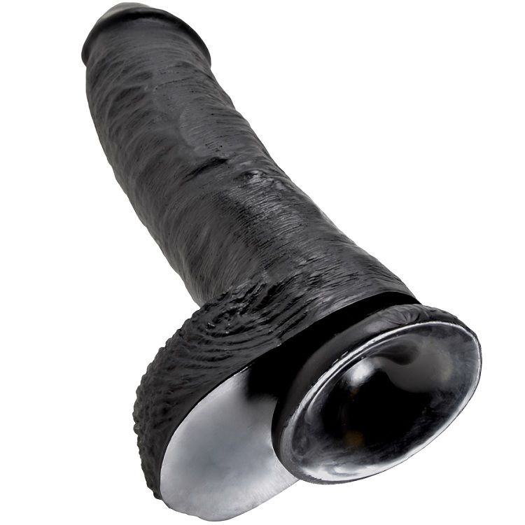 KING COCK - DILDO BLACK WITH BALLS 25.4 CM - Imagem de 5