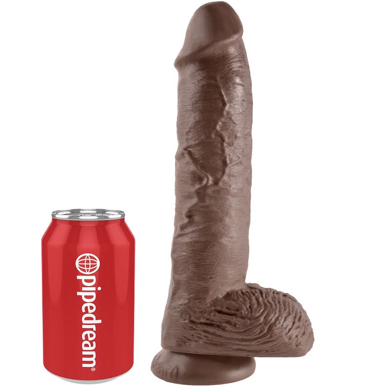 KING COCK - 10 DILDO BROWN WITH BALLS 25.4 CM - Imagem de 3