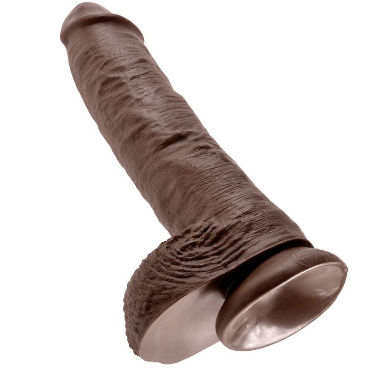 KING COCK - 10 DILDO BROWN WITH BALLS 25.4 CM - Imagem de 5