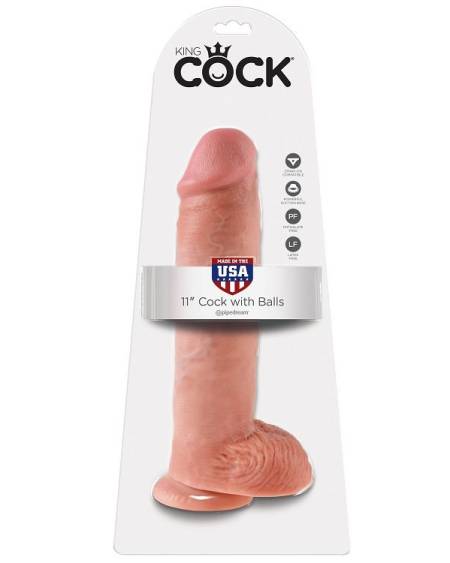 KING COCK - 11 DILDO FLESH WITH BALLS 28 CM