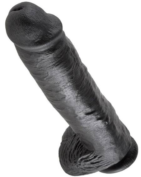 KING COCK - DILDO BLACK WITH BALLS 28 CM