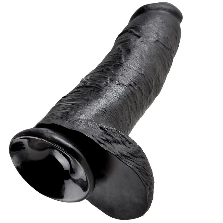 KING COCK - DILDO BLACK WITH BALLS 30.48 CM - Imagem de 4