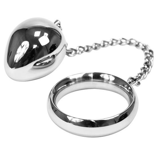 METAL HARD - COCK RING 50MM + CHAIN WITH METAL BALL - Imagem de 2