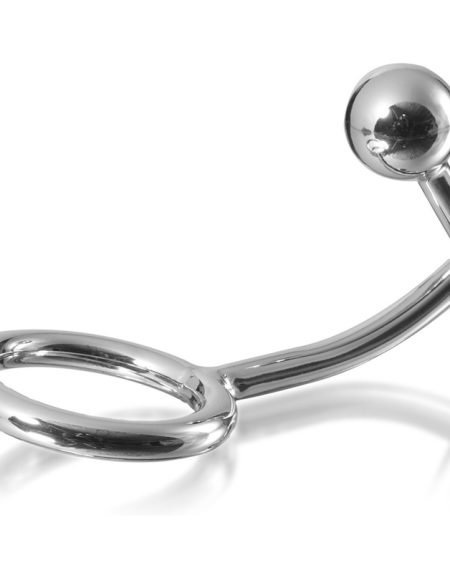 METAL HARD - COCK RING RING WITH ANAL INTRUDER HOOK 40MM