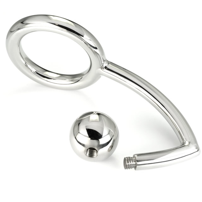METAL HARD - COCK RING RING WITH ANAL INTRUDER HOOK 45MM - Imagem de 2