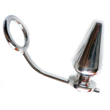 METAL HARD - STEEL RING WITH ANAL PLUG 45 X 50MM - Imagem de 3