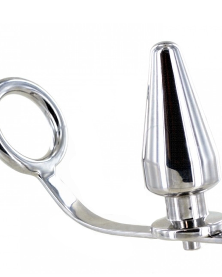 METAL HARD - STEEL RING WITH ANAL PLUG 80 X 55 MM