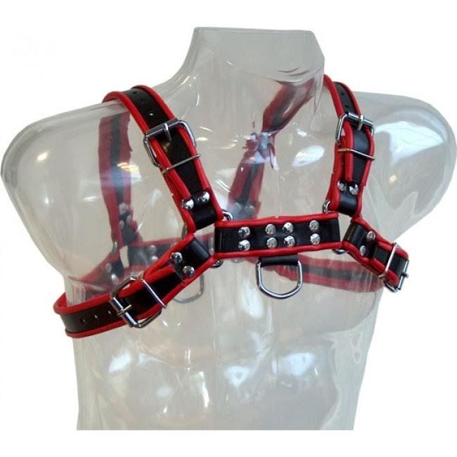 LEATHER BODY - CHAIN HARNESS III BLACK / RED - Imagem de 2