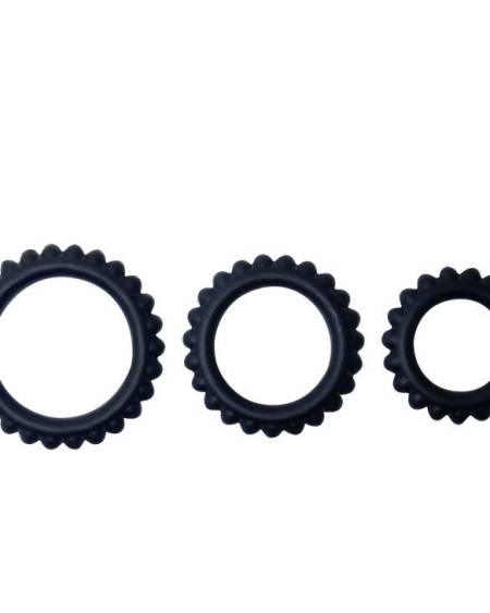 BAILE - TITAN SET 3PCS COCK RING BLACK 2.8 + 2.4 + 1.9 CM