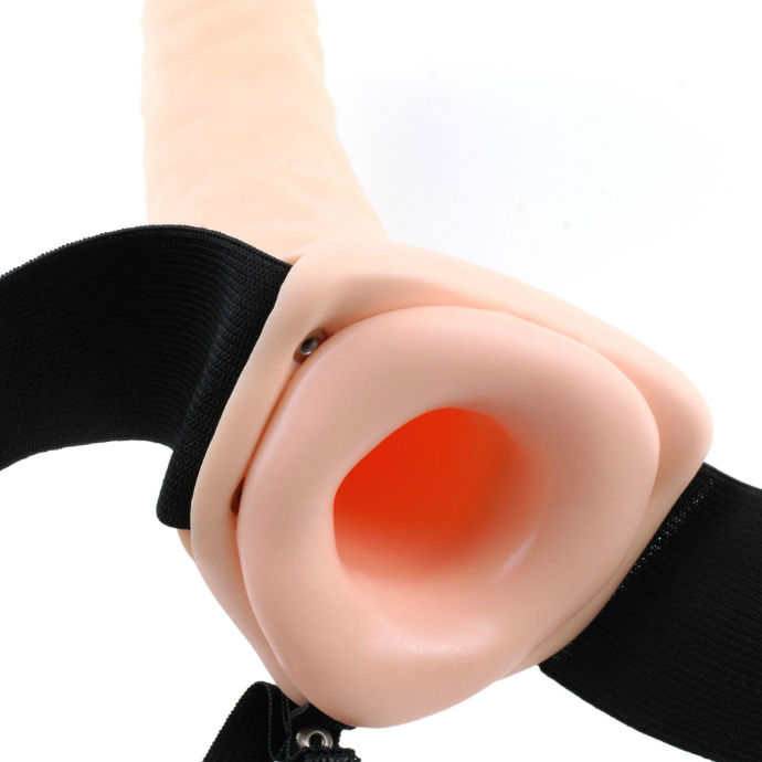 FETISH FANTASY SERIES - 19 CM VIBRATING HOLLOW STRAP-ON BROWN - Imagem de 4