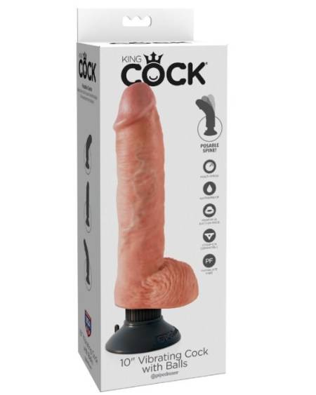 KING COCK - 25.5 CM VIBRATING COCK WITH BALLS FLESH
