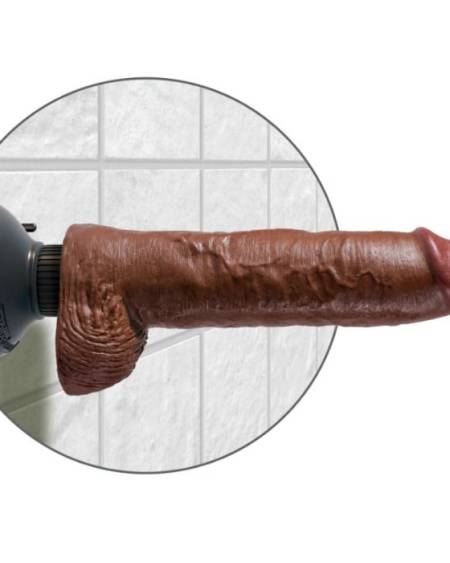 KING COCK - 25.5 CM VIBRATING COCK WITH BALLS BROWN