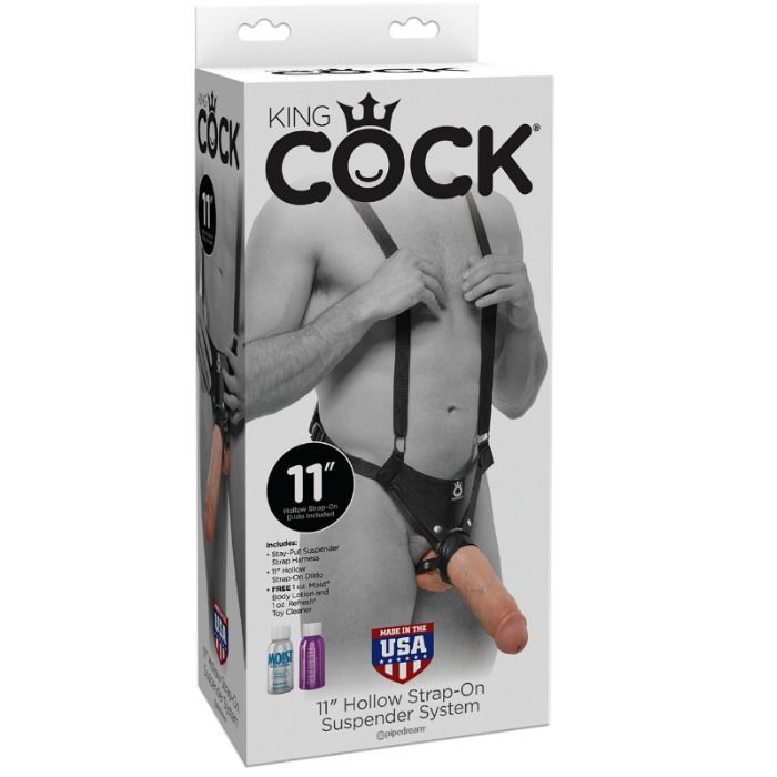KING COCK - 28 CM HOLLOW STRAP-ON SUSPENDER SYSTEM FLESH - Imagem de 2