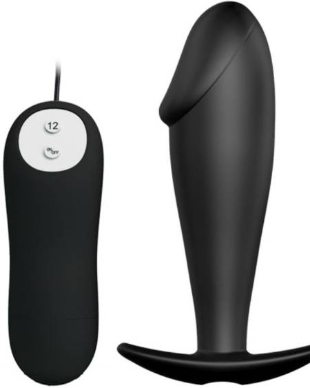 PRETTY LOVE - SILICONE ANAL PLUG PENIS FORM AND 12 VIBRATION MODES BLACK
