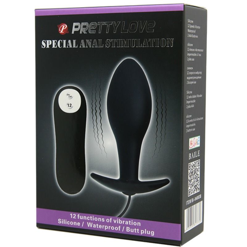 PRETTY LOVE - ANAL PLUG ANCHOR FORM SILICONE 12 VIBRATION MODES BLACK - Imagem de 3