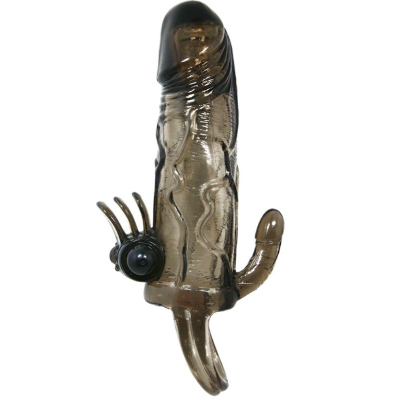 BAILE - BRAVE MAN PENIS COVER WITH CLIT AND ANAL STIMULATION DOUBLE BULLET BLACK 16.5 CM - Imagem de 3