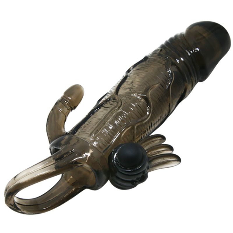 BAILE - BRAVE MAN PENIS COVER WITH CLIT AND ANAL STIMULATION DOUBLE BULLET BLACK 16.5 CM - Imagem de 5