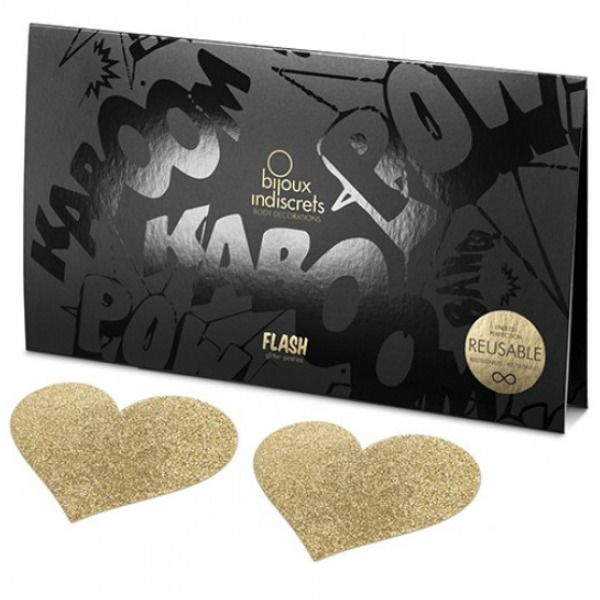 BIJOUX - INDISCRETS FLASH GOLDEN HEART NIPPLE COVERS - Imagem de 4