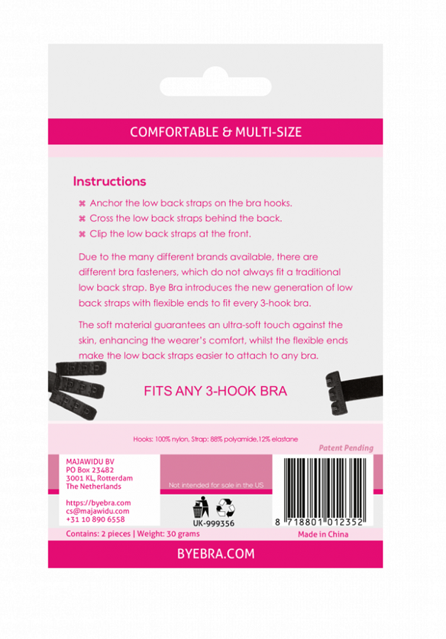 BYE-BRA - OPEN BACK BRA ADAPTER BLACK WHITE - Imagem de 2