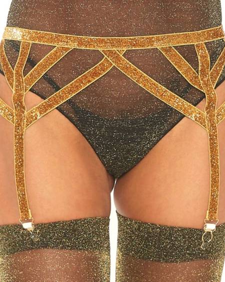 LEG AVENUE - LUREX ELASTIC GARTER BELT ONE SIZE