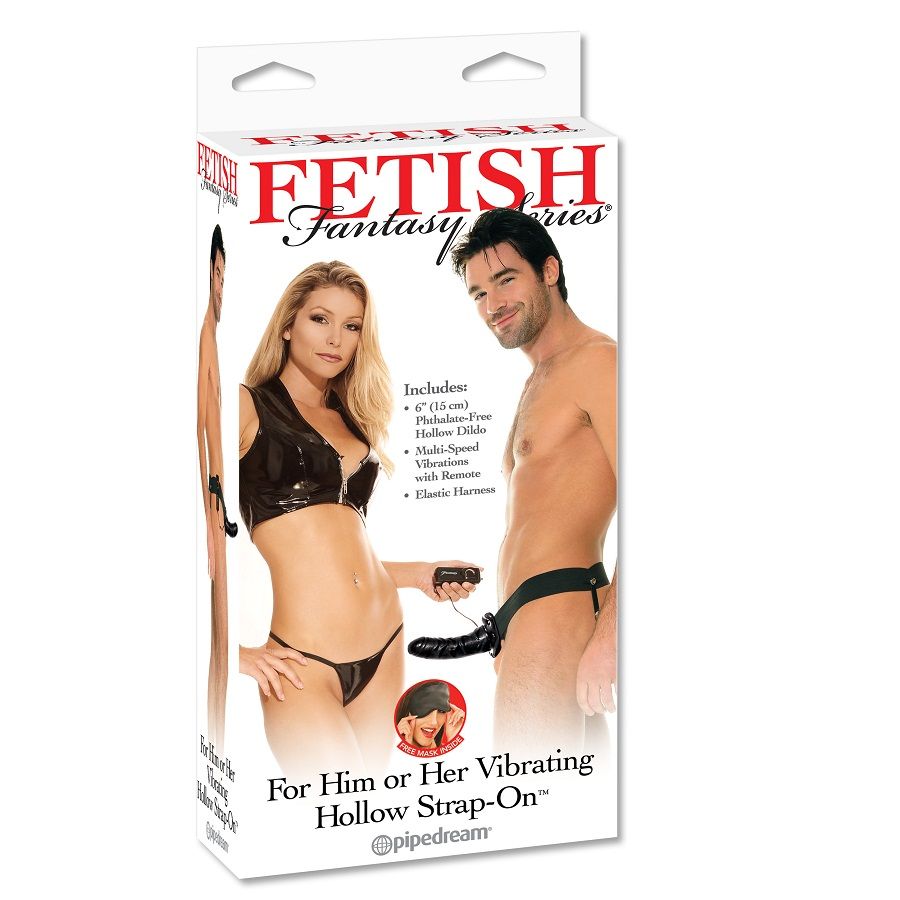 FETISH FANTASY SERIES - VIBRATING HOLLOW STRAP-ON FOR HER OR HIM BLACK - Imagem de 2