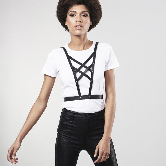 BIJOUX - INDISCRETS MAZE CROSSED HARNESS WITH NECKLINE BLACK - Imagem de 3