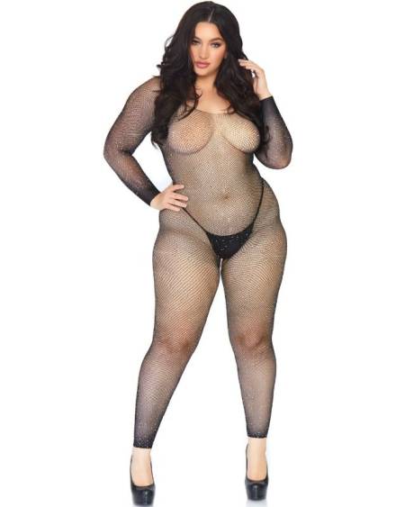 LEG AVENUE - CRYSTALIZED NET BODY STOCKING 1X-2X
