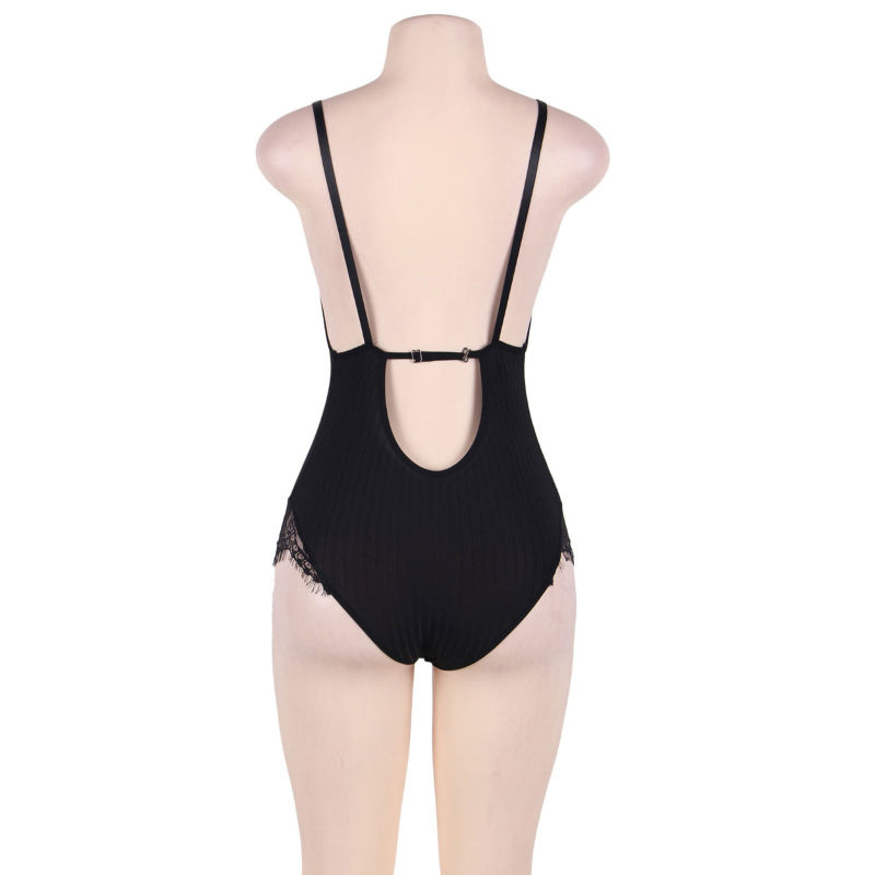 SUBBLIME - QUEEN PLUS TEDDY WITH CLEARS AND FRINGES BLACK - Imagem de 3
