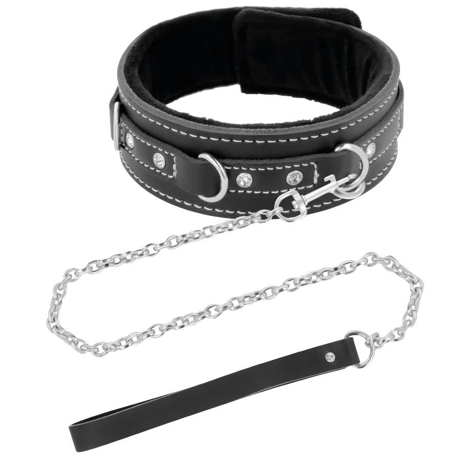 DARKNESS - HIGH QUALITY LEATHER NECKLACE WITH LEASH - Imagem de 2