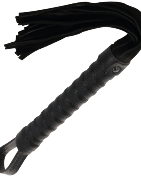 DARKNESS - BLACK BONDAGE WHIP WITH LEATHER HANDLE